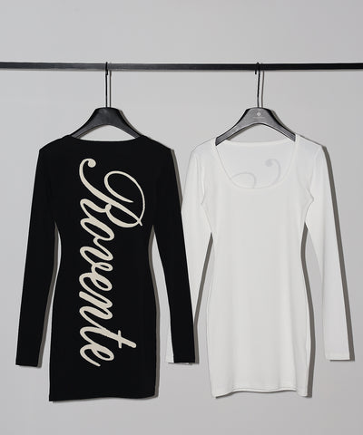 レタリングバックロゴスクエアタイトミニワンピース ／ lettering back logo square tight mini onepiece