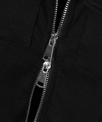 アウトポケットダブルジップスリムリブトップス ／ out pocket double zip slim ribbed tops