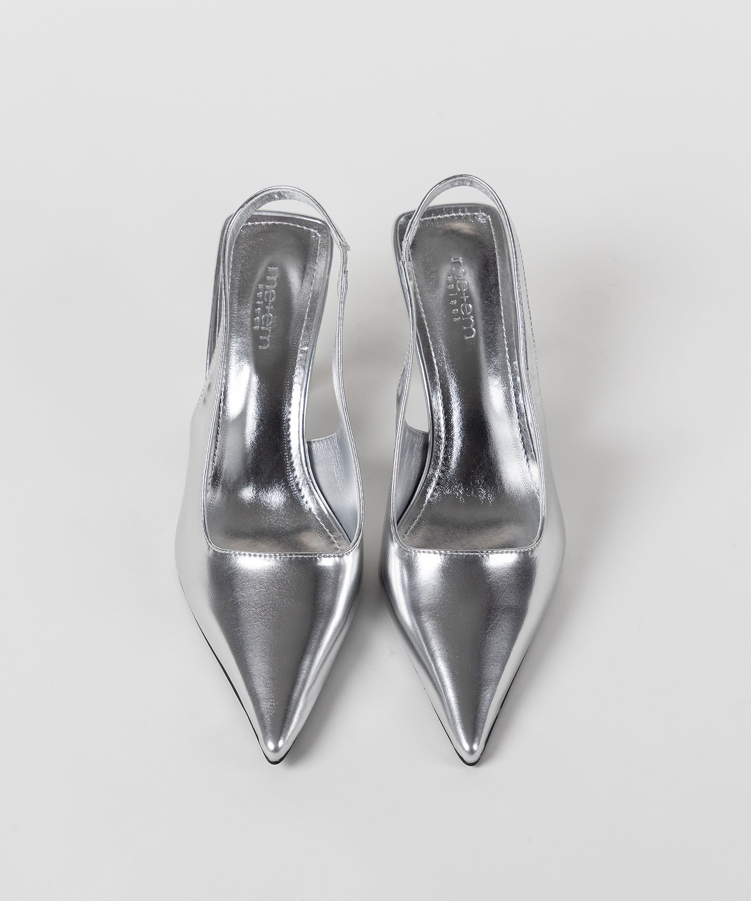【 ２color 】ポインテッドトゥチャンキーヒールメタリックミュール ／ pointed toe chunky heel metallic mules