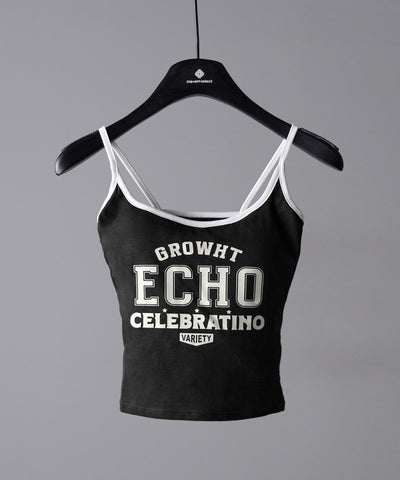【 カップ付き 】フロントロゴプリントショートキャミソール ／ front logo print short camisole