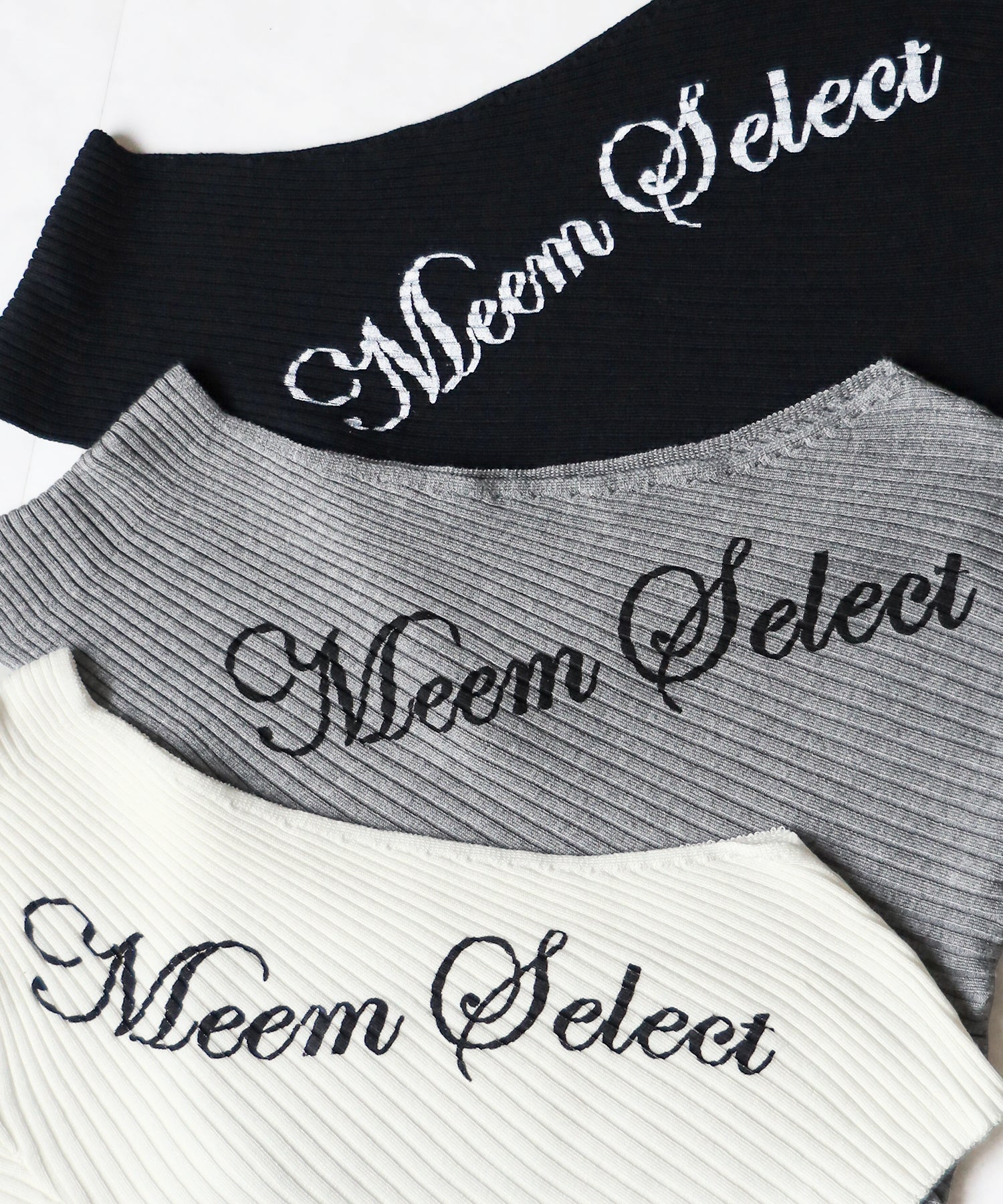 レタリングロゴワンショルリブニット ／ lettering logo oneshoulder lib knit