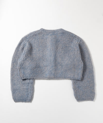ボリュームワイドスリーブショートシャギーニットカーディガン ／ volume wide sleeve short shaggy knit cardigan
