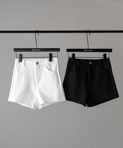 【 ２color ／４size 】ハイウエストタイトスパンショートパンツ ／ high waist tight span short pants