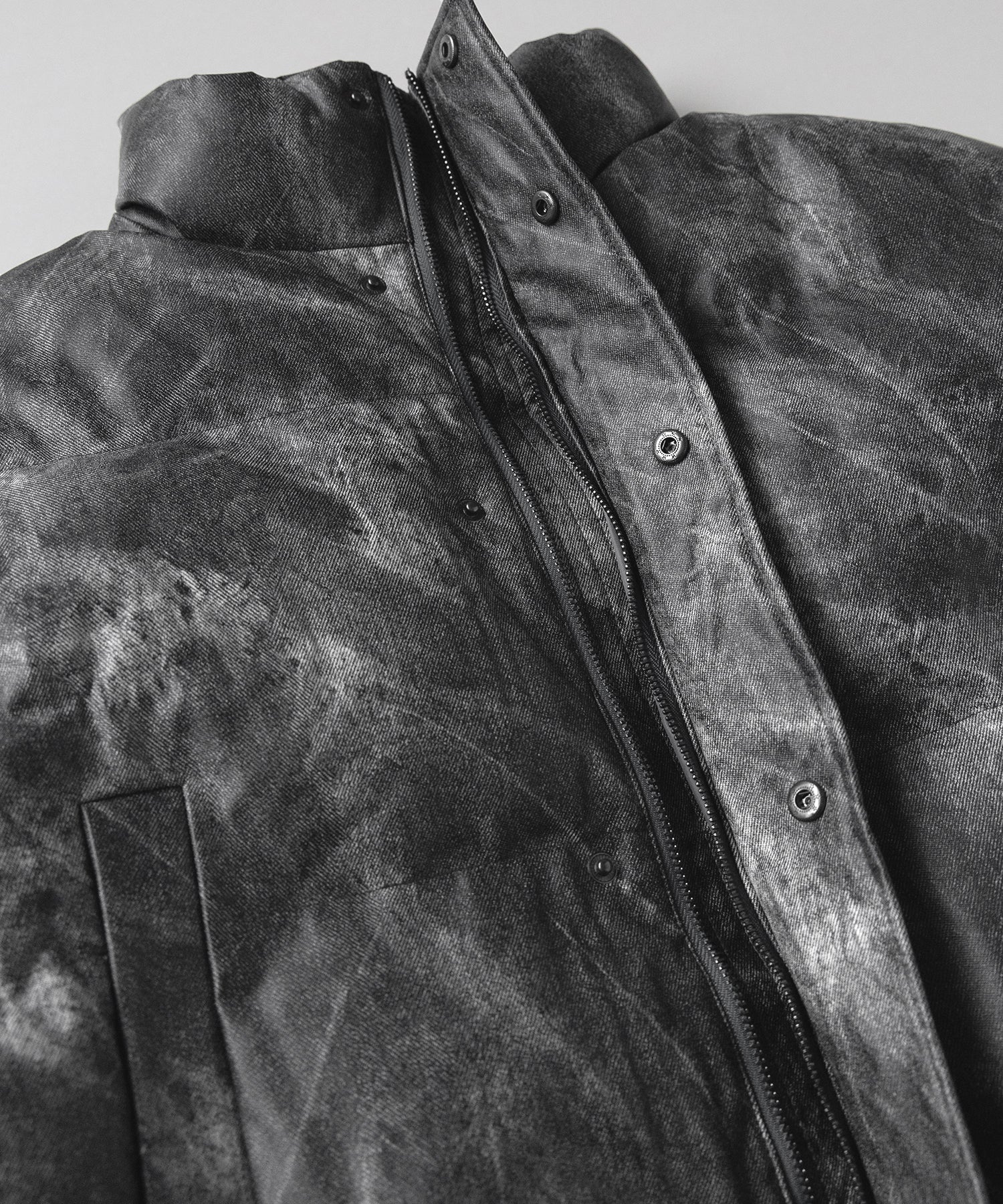 【 セットアップ着用可能 】ヴィンテージライクフェイクレザーショートダウンジャケット ／ vintage like fake leather short down jacket