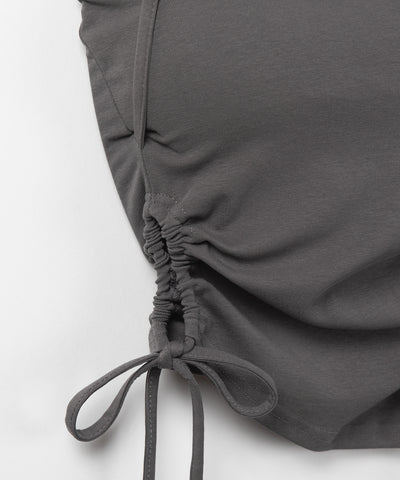 【 カップ付き ／ ２WAY 】クロスストラップリボンカットアウトショートキャミソール ／ cross strap ribbon cutout short camisole