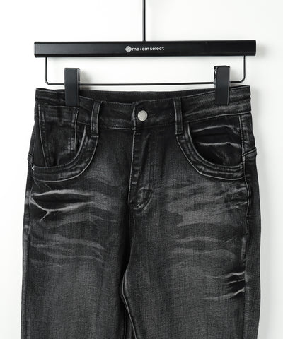 【 ２color ／ ４size 】ヴィンテージライクフリンジストレッチフレアデニム ／ Vintage-like fringe stretch flare denim