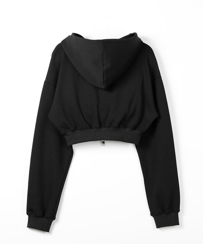 【 セットアップ 】ダブルジップショートパーカー ＋ タックワイドスウェットパンツ SET ／ double zip short hoodie + tuck wide sweat pants SET