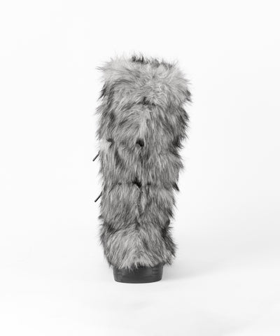 ボリュームフェイクファーレースアップロングブーツ ／ volume fake fur laceup long boots