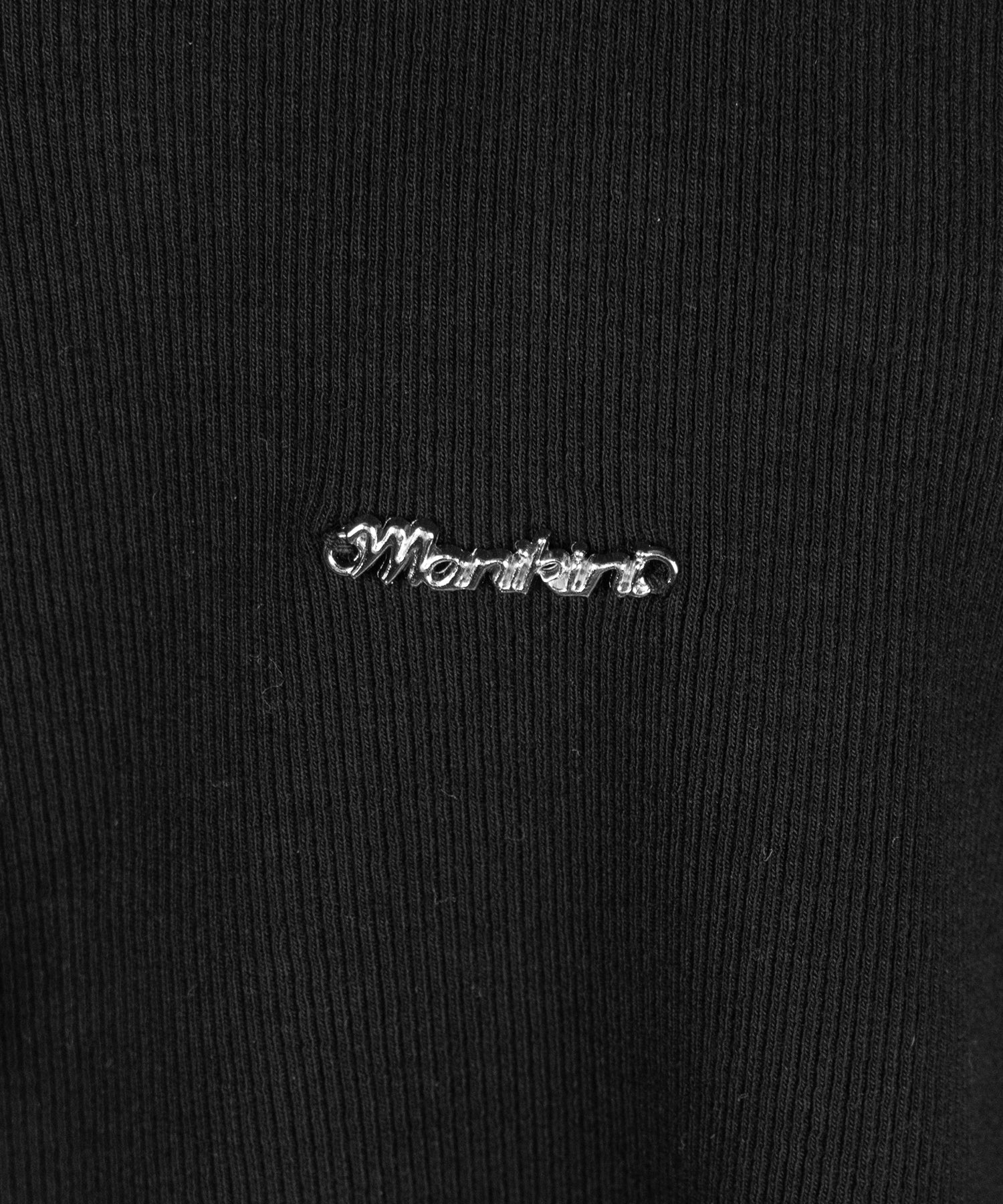 ヘンリーネックロゴプレートレースリブトップス ／　henley neck logo plate lace ribbed tops
