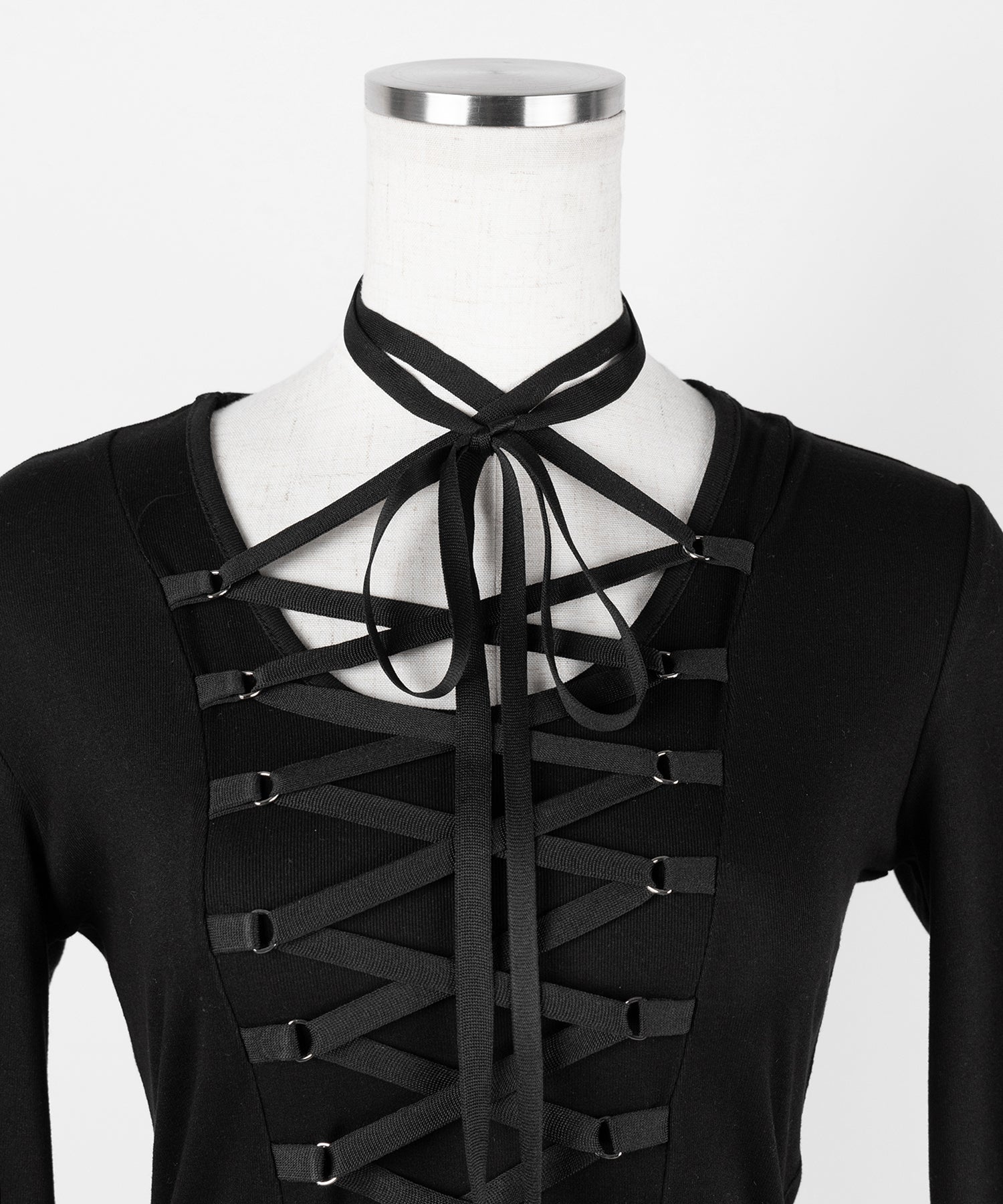 【 ２WAY 】レースアップコルセットリボンチョーカーミニワンピース ／ lace up corset ribbon choker mini onepiece