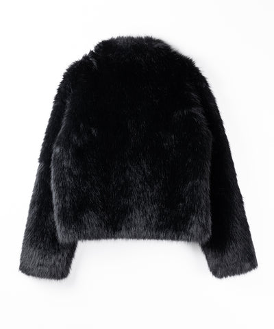 【 ５color 】スタンドカラーフェイクファークロップドコート ／ stand collar fake fur cropped coat