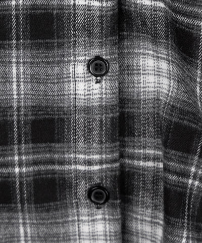 レースアップリボンスリムラインチェックネルシャツ ／ lace up ribbon slim line check flannel shirt