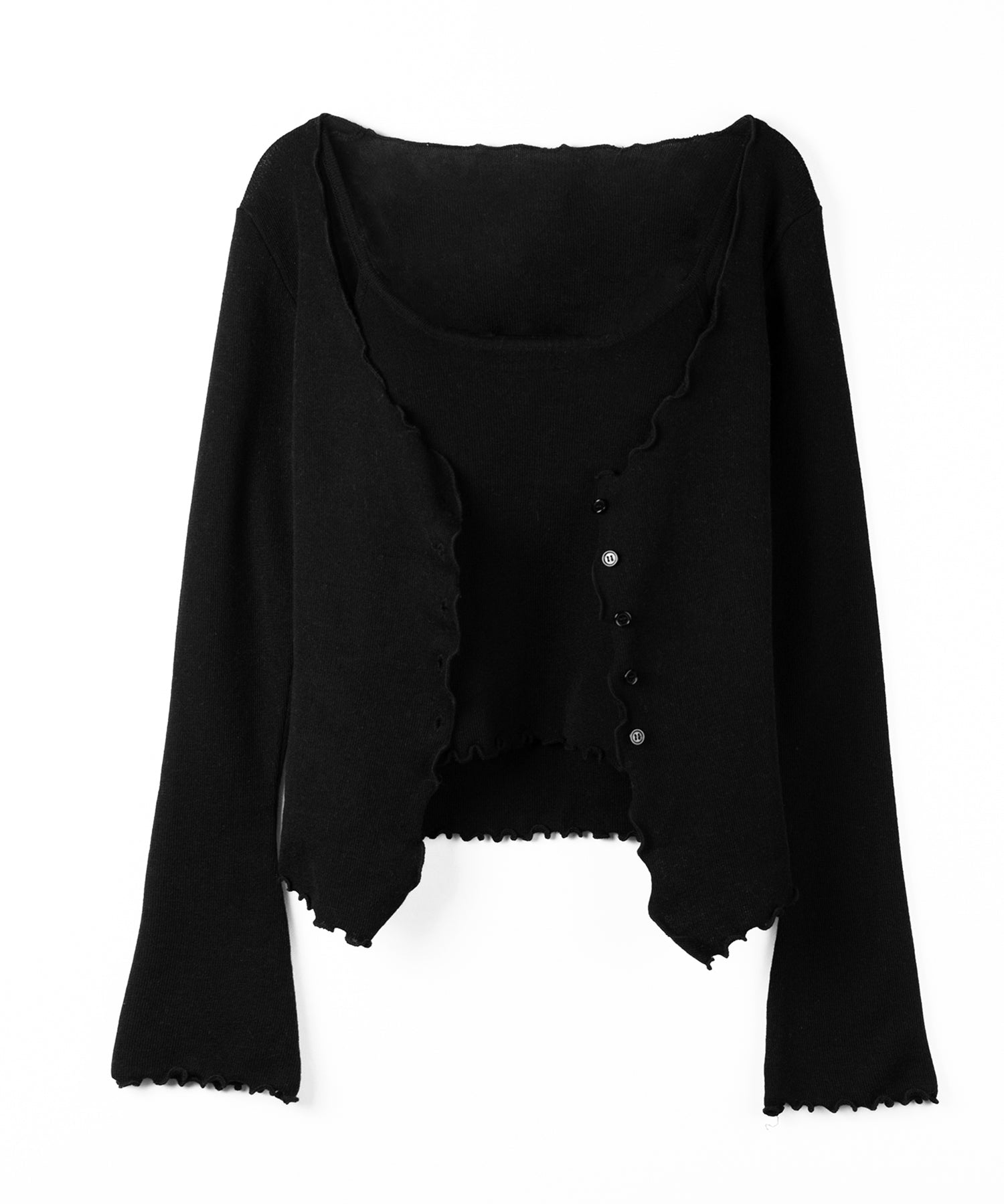 レイヤード風メロースリムニットカーディガン ／ layered mellow slim knit cardigan