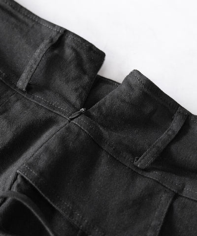 【 ２color ／ ３size 】ヴィンテージライクリボンデニムミニスカパン ／ vintage like ribbon denim mini skirt pants