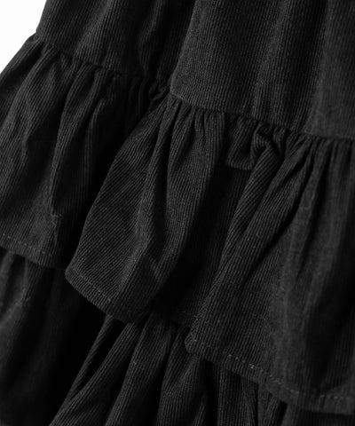【 無地 or レオパードから選べる ／ インパン裏地付 】コーデュロイティアードフリルミニスカート ／ corduroy tiered frill mini skirt
