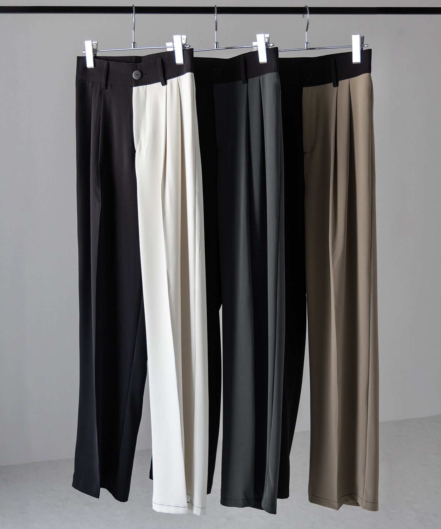 【 ５SIZE 】太ベルトハイウエストツートーンタックスラックス