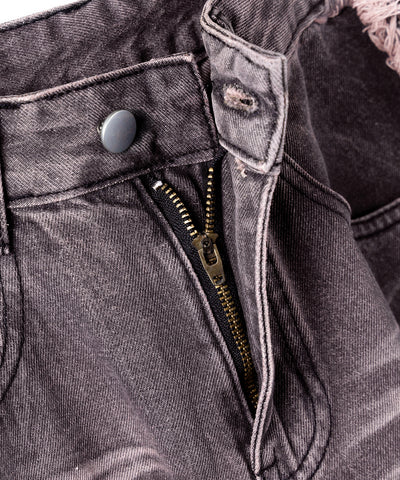 【 ３SIZE 】ヴィンテージピンクウォッシュダメージワイドデニム ／ vintage pink wash damage wide denim