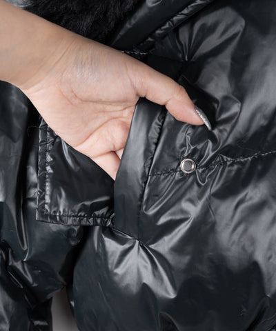 フェイクファー襟レディパフショートダウンジャケット ／ fakefur collar lady puff short down jacket