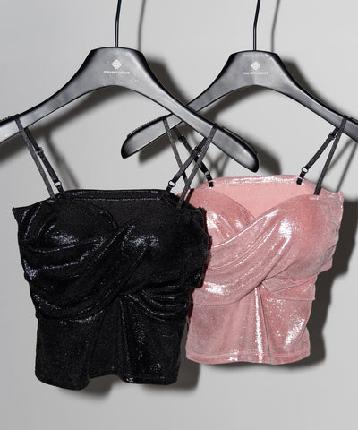 メタリックドレープビスチェキャミソール ／ metallic drape bustier camisole