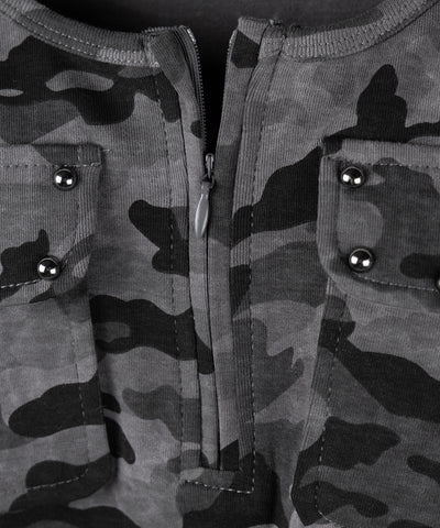 ヴィンテージカモフラアウトポケットジップロンT ／ vintage camouflage out pocket zip longsleeve T-shirt
