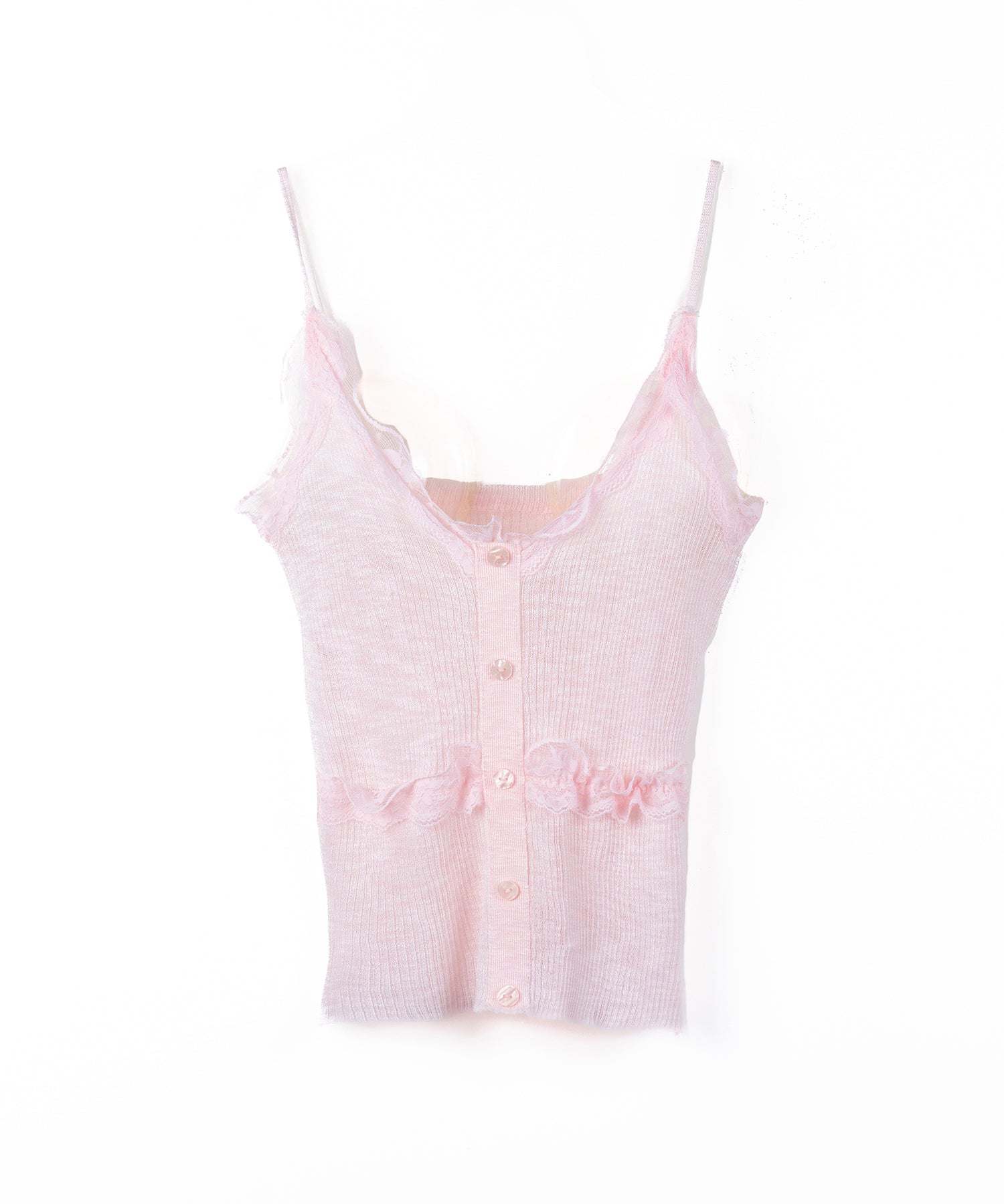 【 2点セット 】フロントレースシアーニットキャミソール ＋カーディガン SET / front lace sheer knit camisole + cardigan set