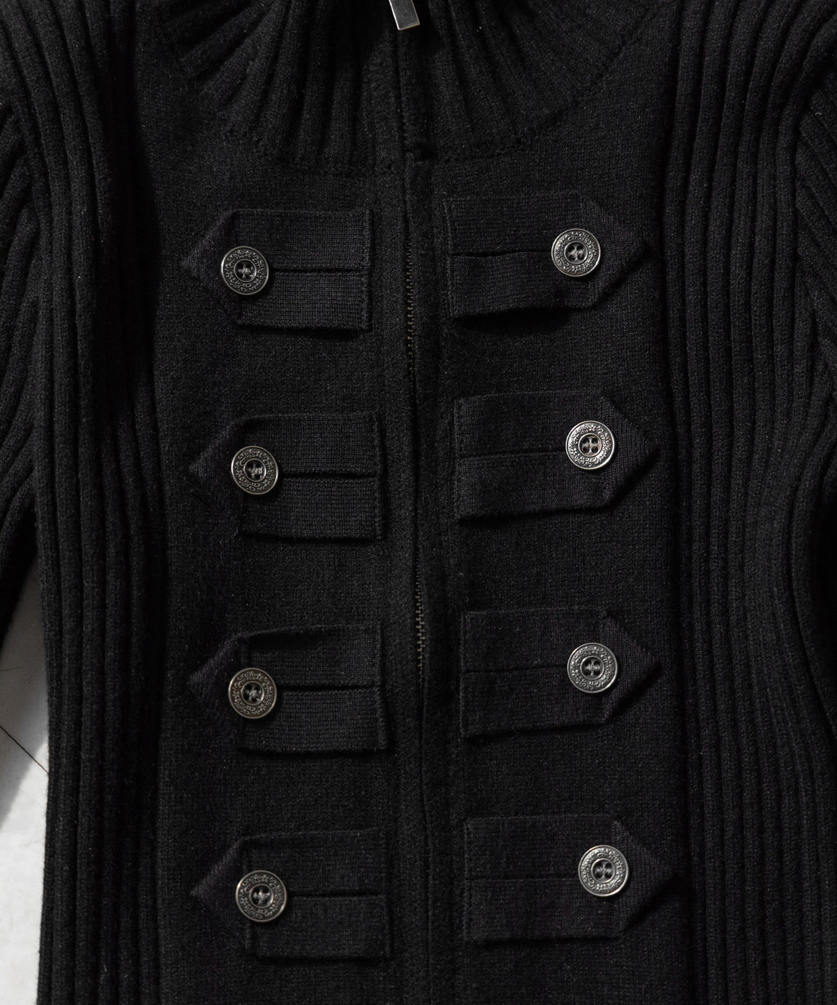 ナポレオンジップアップスリムリブニットカーディガン ／ Napoleon zipup slim rib knit cardigan