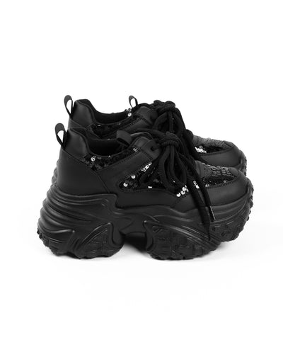 【 +10.5cm盛れ 】スパンコールレースアップ厚底スニーカー ／ +10.5cm spangle lace-up platform sneakers