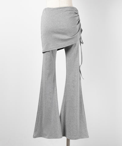 【 ワンホンセットアップ 】スクエアショートＴシャツ＋サイドシャーリングフレアパンツ ＳＥＴ ／ 【 SETUP 】square neck short T-shirts + side shirring flare pants