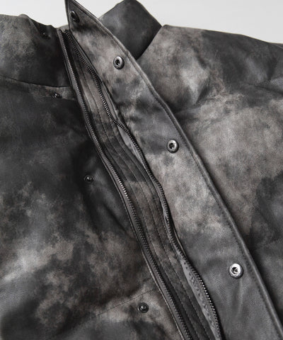 【 ２color 】ヴィンテージタイダイフェイクレザーショートダウンジャケット ／ vintage tyedye fake leather short down jacket