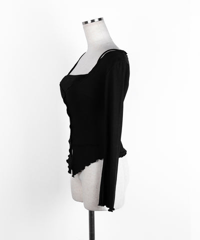 【 ２点セット 】レイヤードメロースリムカーディガン＆キャミソール SET ／ layered mellow slim cardigan & camisole SET