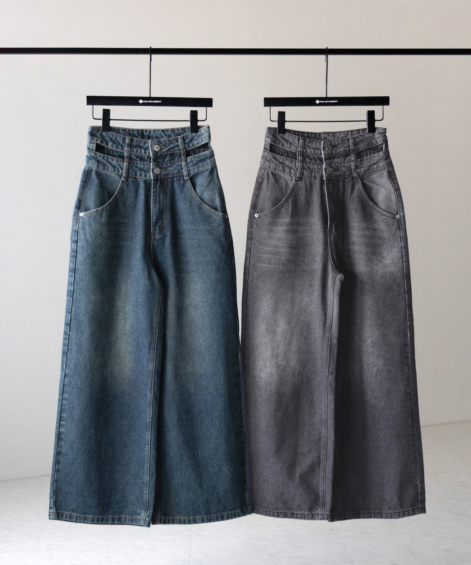2color ／4size 】カットアウトダブルハイウエストワイド
