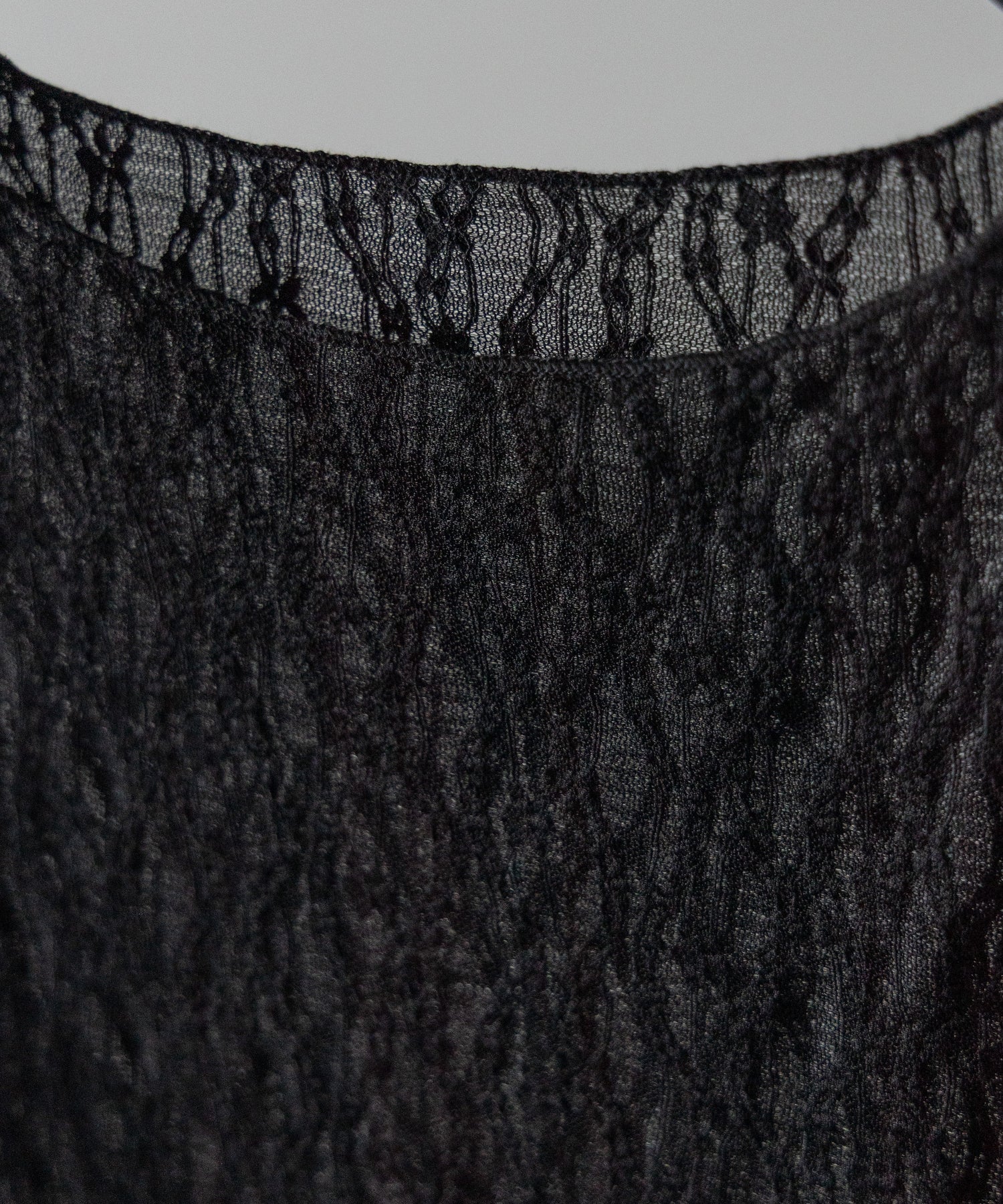 【 ２color 】ワイドスリーブオーバーシアーレーストップス ／ wide sleeve over sheer lace tops