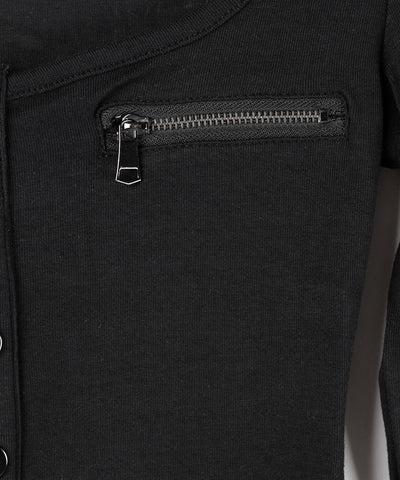 アウトポケットスクエアネック長袖スリムTシャツ ／Out pocket square neck long sleeve slim T-shirt