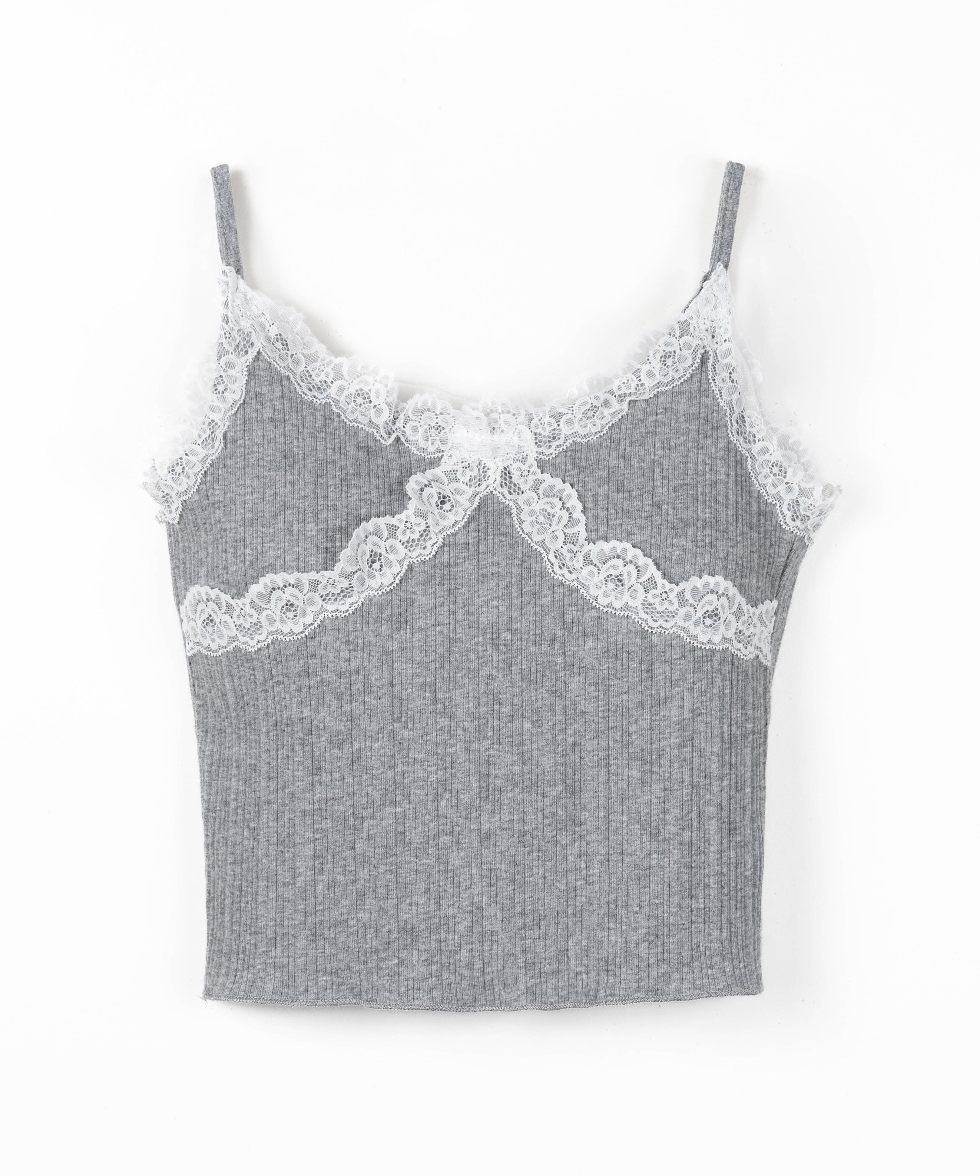 【 ２点セット 】レースドッキングリブキャミソール ＋ カーディガンセット ／ lace docking lib camisole + cardigan SET