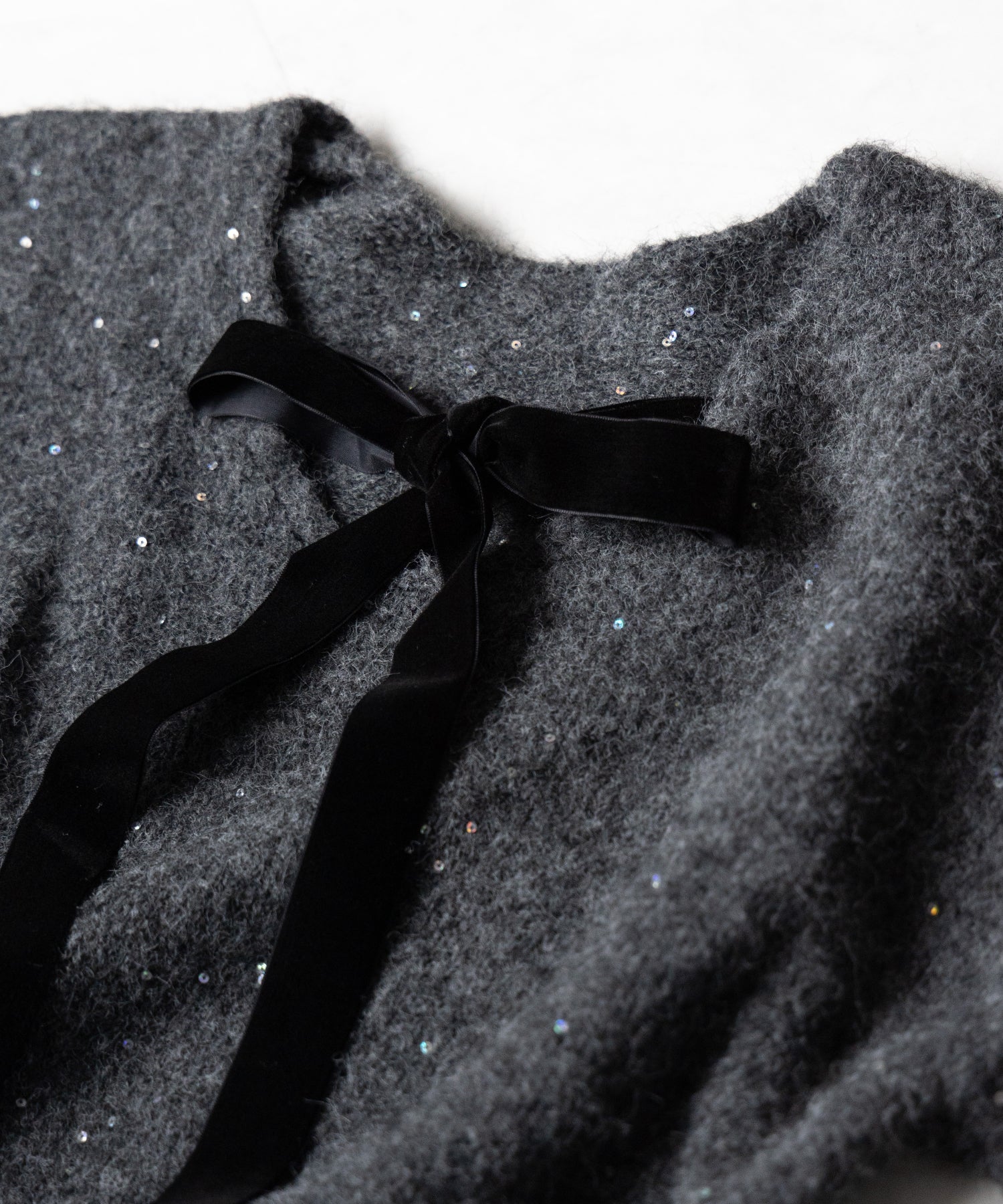 【 ２WAY 】ベロアリボンスパングルオーバーニット ／ velor ribbon spangle over knit