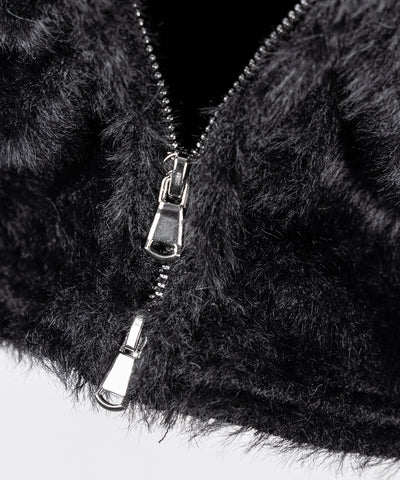 フロントジップショートシャギートップス／ front zip short shaggy tops