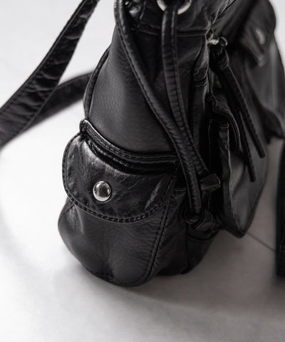【 ３color 】アウトポケットジップアップエンボスヴィンテージハンドバッグ ／ out pocket zipup embossed vintage handbag