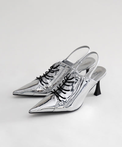 【 ３color 】ポインテッドトゥレースアップスニーカーミュール ／ pointed toe lace up sneaker mules