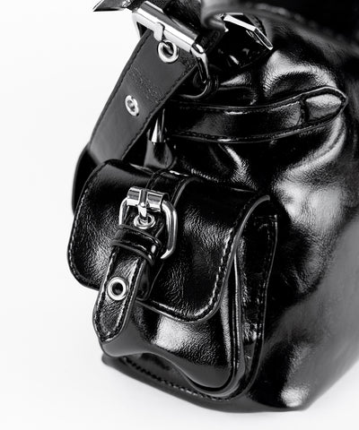 【ショルダーにできる2WAY】4バックルポケットワンハンドルショルダーバッグ／4 buckle pocket one handle shoulder bag