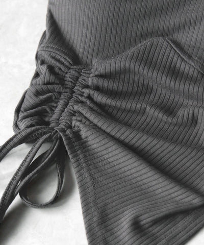 【 ２点セット 】シャーリングリボンベアトップス ＆ ショートカーディガン SET ／ shirring ribbon bare tops & short cardigan SET