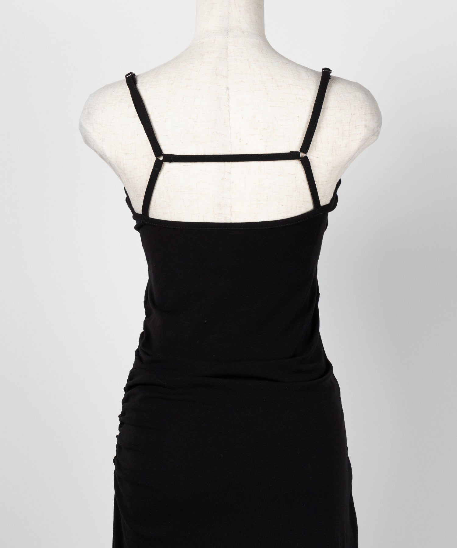【 パッド付き 】バックストラップサイドシャーリングスリットロングキャミワンピース ／ back strap side shirring slit long cami onepiece
