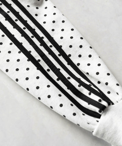 レタリングロゴ刺繍ドットラインオーバースウェットブルゾン ／ lettering logo embroidery dot line over sweat blouson