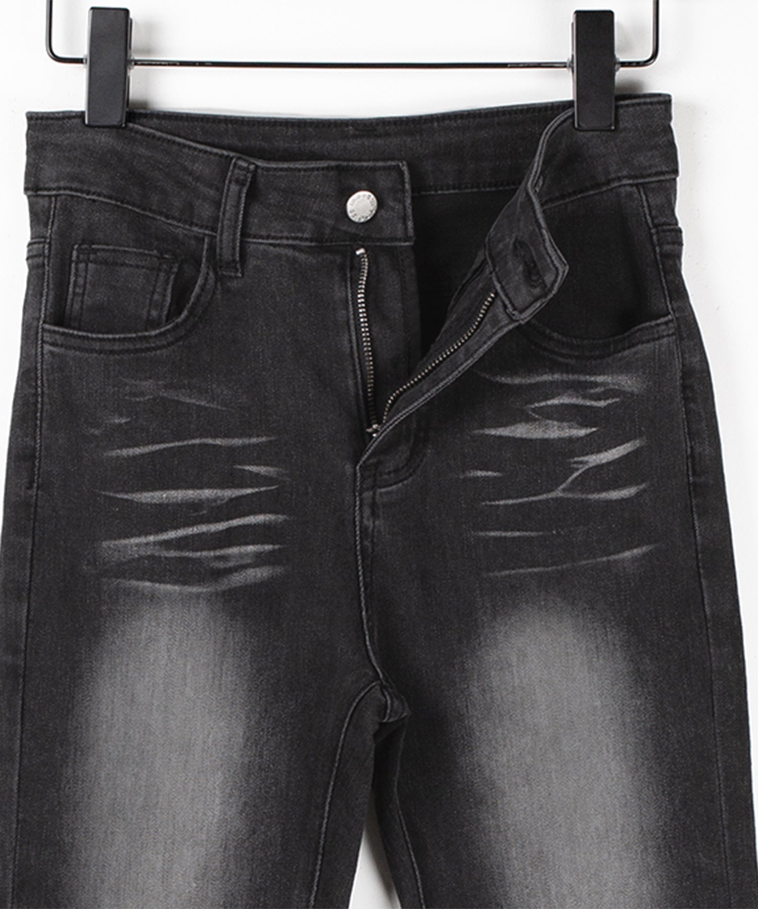 【４size 】バックリボンレースアップ美脚ストレッチフレアデニム ／ back ribbon lace up slim leg stretch flare denim