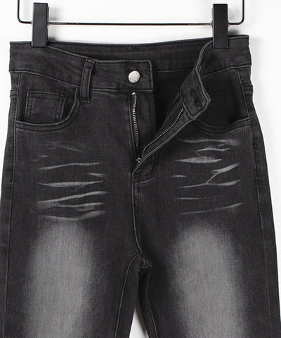【４size 】バックリボンレースアップ美脚ストレッチフレアデニム ／ back ribbon lace up slim leg stretch flare denim