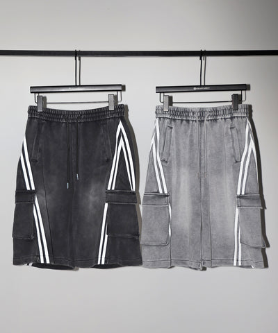 サイドラインヴィンテージワイドカーゴスウェットハーフパンツ / sideline vintage wide cargo sweat half pants