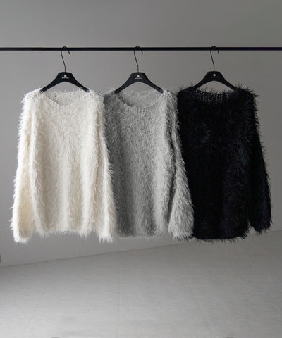 【 ３color 】フラッフィーシャギーボリュームニットミニワンピース ／ fluffy shaggy volume knit mini onepiece