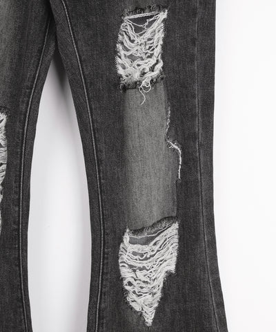クラッシュダメージヴィンテージフレアデニム ／ crush damage vintage flare denim