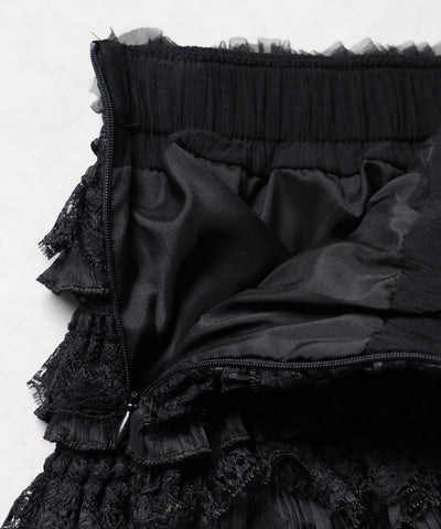 【  インパン裏地付 】フリルレースミニスカート ／ frill lace mini skirt