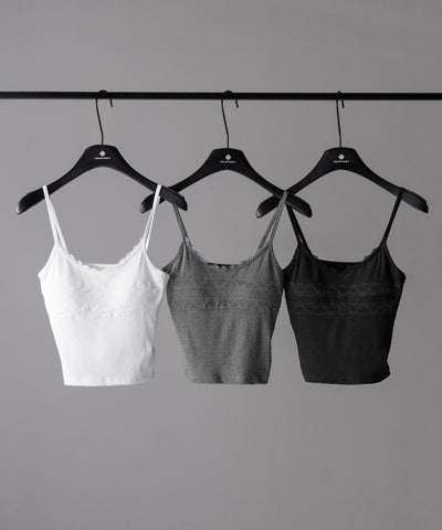 【 ３color 】ダブルレース切替リブキャミソール ／ double lace switching ribbed camisole
