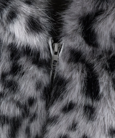 【 限定先行販売 】レオパードフェイクファーフーディショートコート ／ reopard  fakefur hoodie short coat